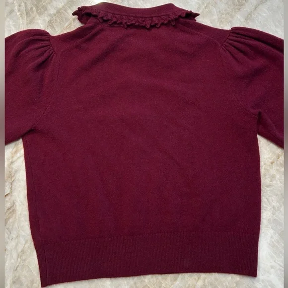 Ulla Johnson Kalila 100% Cashmere Cardigan Small | Malbec Luxury Designer Knit - Picture 7 of 9